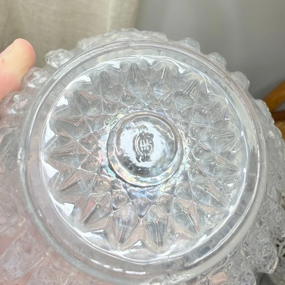Vintage Pressed Glass Decanter Diamond Point Ships Carafe No Stopper Barware